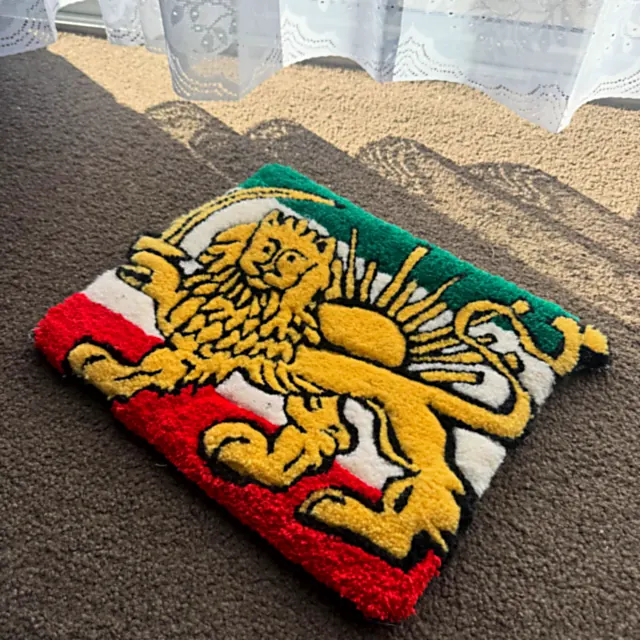Iran flag rug, hand-tufted by Rez Rug Studio